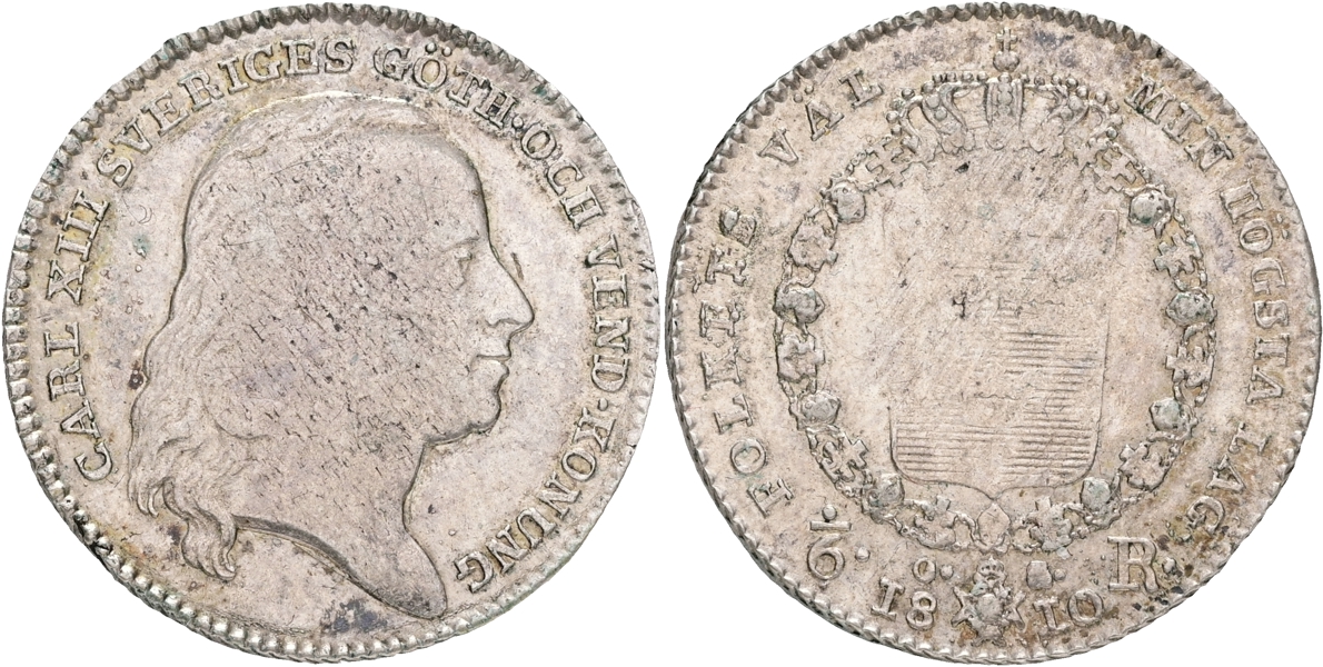 KARL XIII (1809-1818). 1/6 riksdaler 1810.