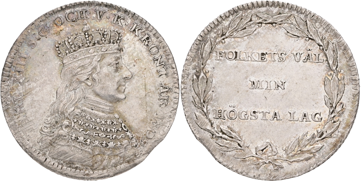 KARL XIII (1809-1818). Kastmynt till kungens kröning.