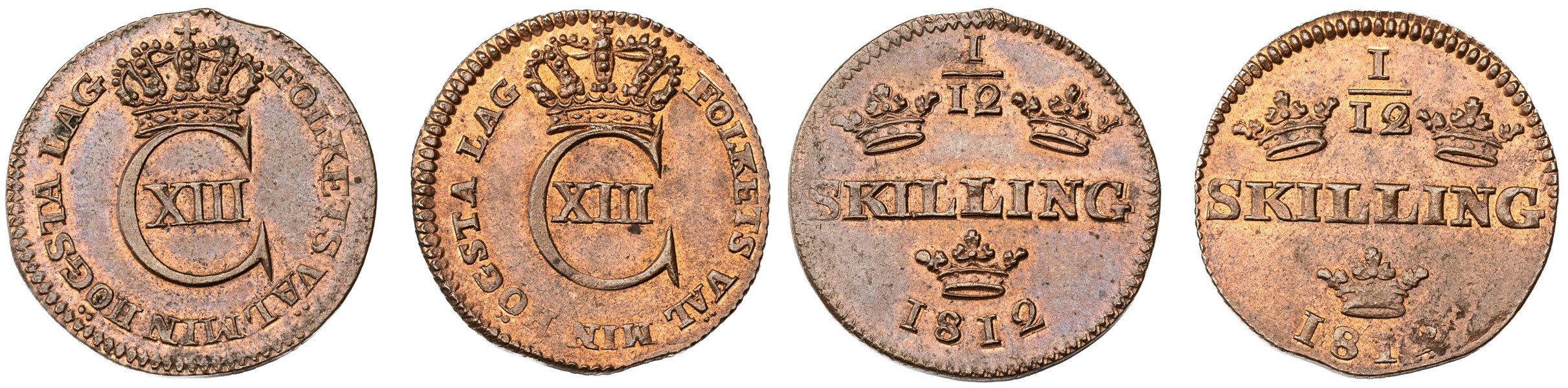 KARL XIII (1809-1818). Lot of 2.