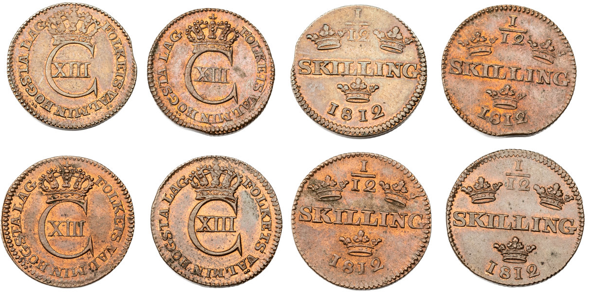 KARL XIII (1809-1818). Lot of 4.