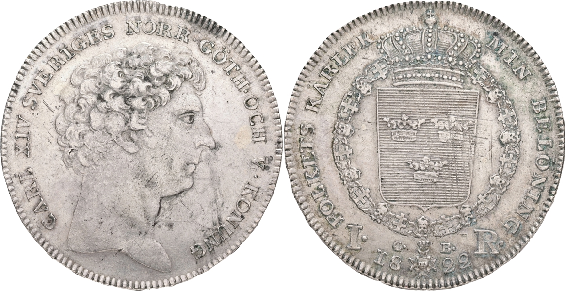KARL XIV JOHAN (1818-1844). Riksdaler 1822.