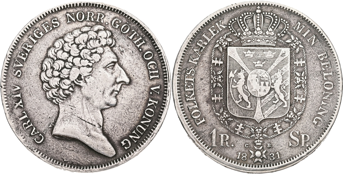 KARL XIV JOHAN (1818-1844). Riksdaler specie 1831.