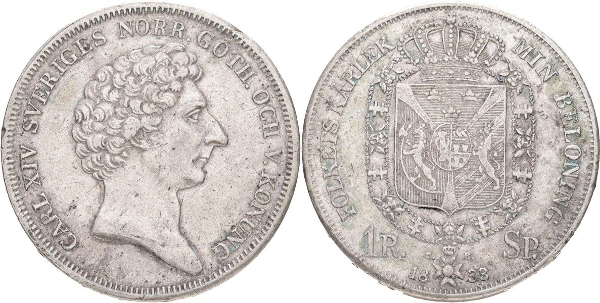 KARL XIV JOHAN (1818-1844). Riksdaler specie 1833.