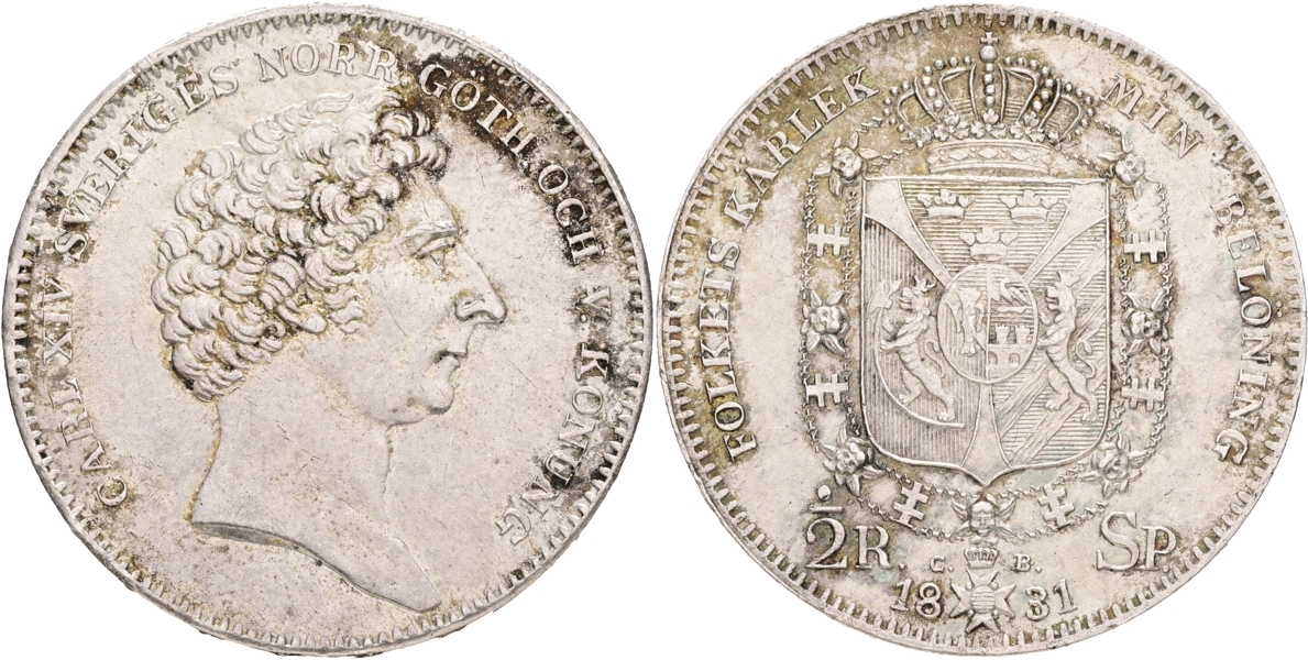KARL XIV JOHAN (1818-1844). 1/2 riksdaler specie 1831.