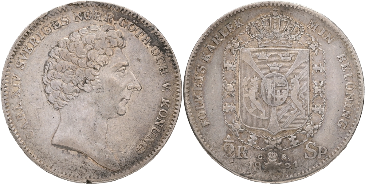 KARL XIV JOHAN (1818-1844). 1/2 riksdaler specie 1831.
