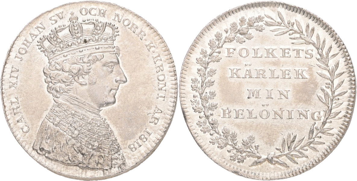 KARL XIV JOHAN (1818-1844). Kastmynt till kungens kröning.