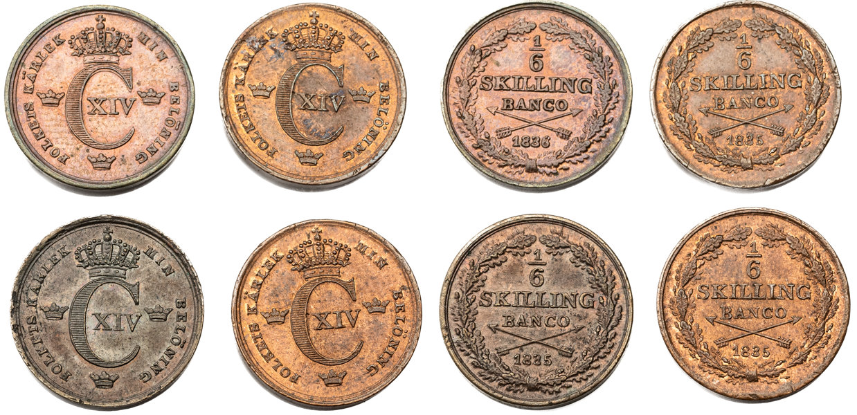 KARL XIV JOHAN (1818-1844). Lot of 4.