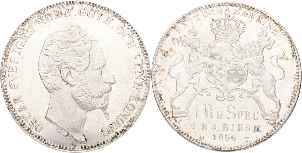 OSKAR I (1844-1859). 4 riksdaler riksmynt 1856.