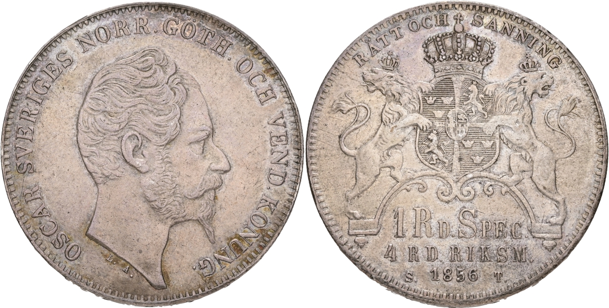 OSKAR I (1844-1859). 4 riksdaler riksmynt 1856.