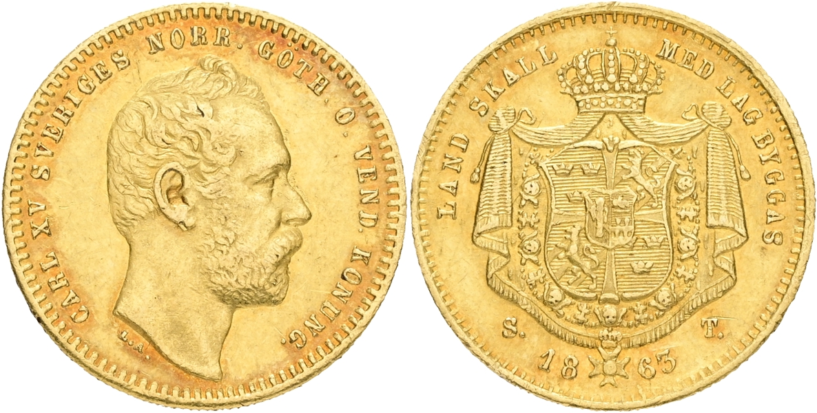 KARL XV (1859-1872). Dukat 1863.