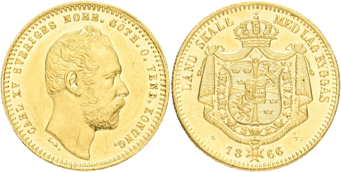 KARL XV (1859-1872). Dukat 1866.