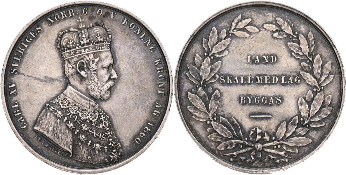 KARL XV (1859-1872). Minnespenning till kungens kröning.