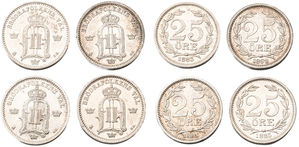 OSKAR II (1872-1907). Lot of 4.