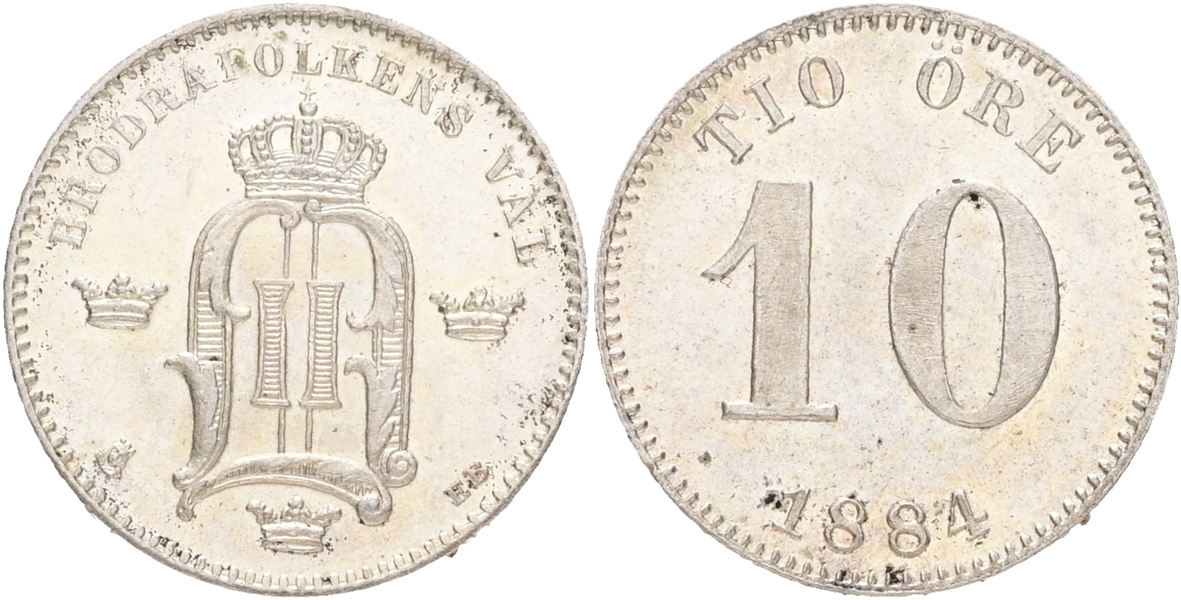OSKAR II (1872-1907). 10 öre 1884.