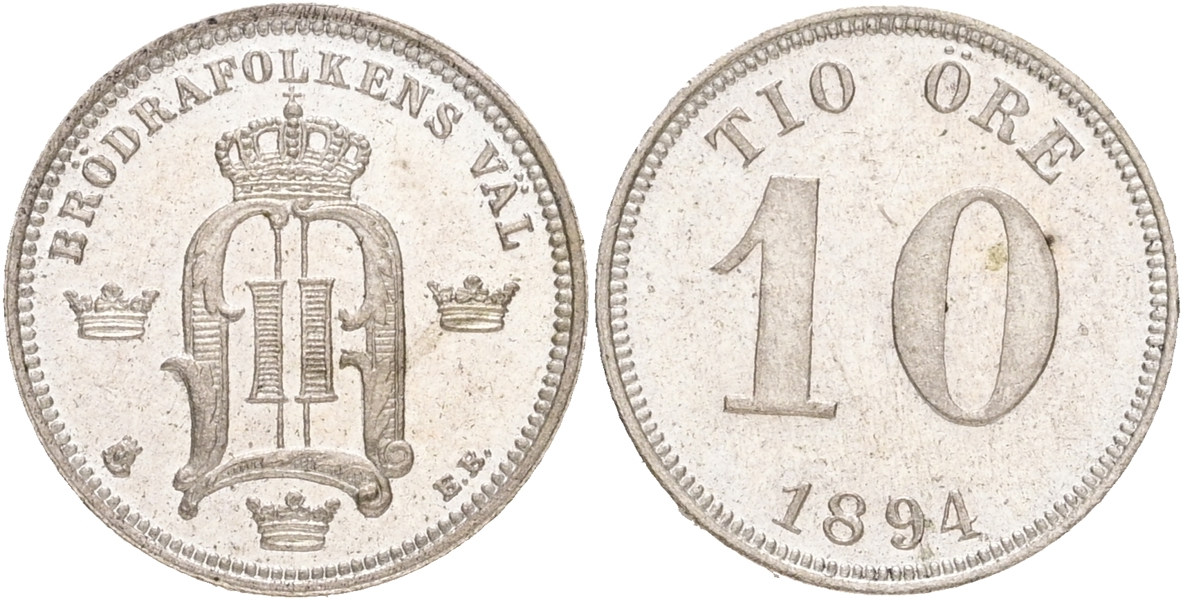 OSKAR II (1872-1907). 10 öre 1894.