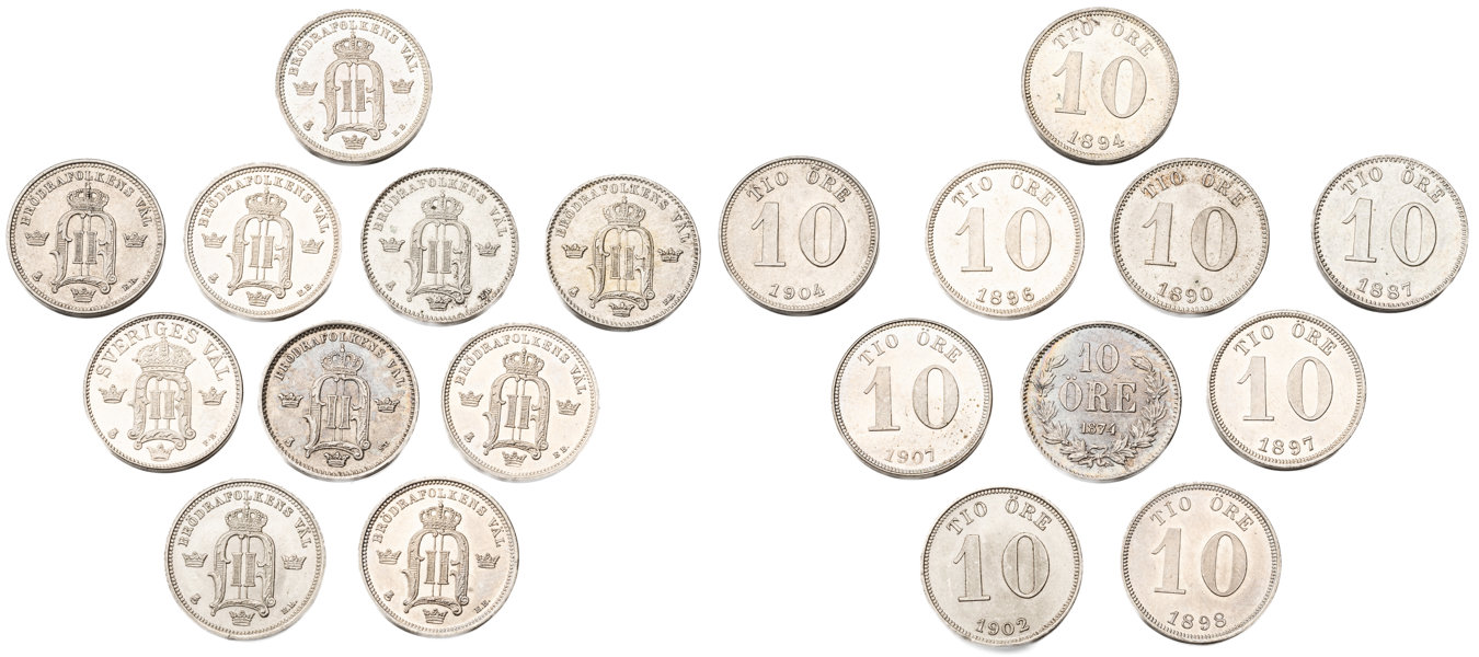 OSKAR II (1872-1907). Lot of 10.