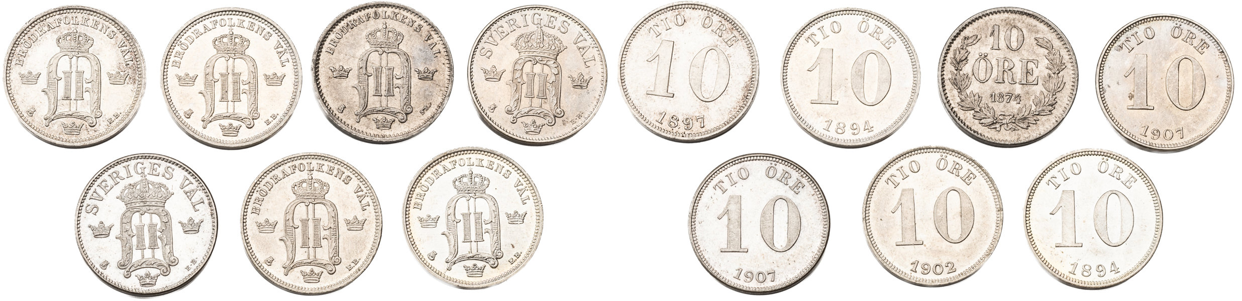 OSKAR II (1872-1907). Lot of 7.