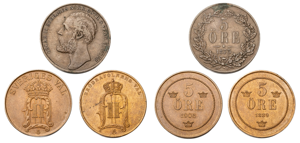 OSKAR II (1872-1907). Lot of 3.