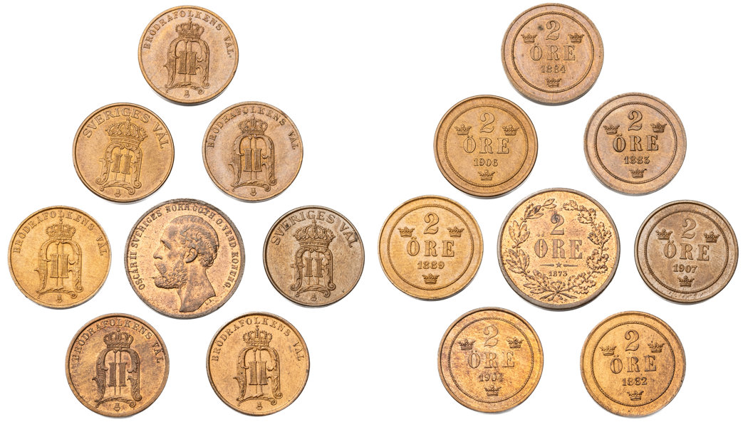 OSKAR II (1872-1907). Lot of 8.
