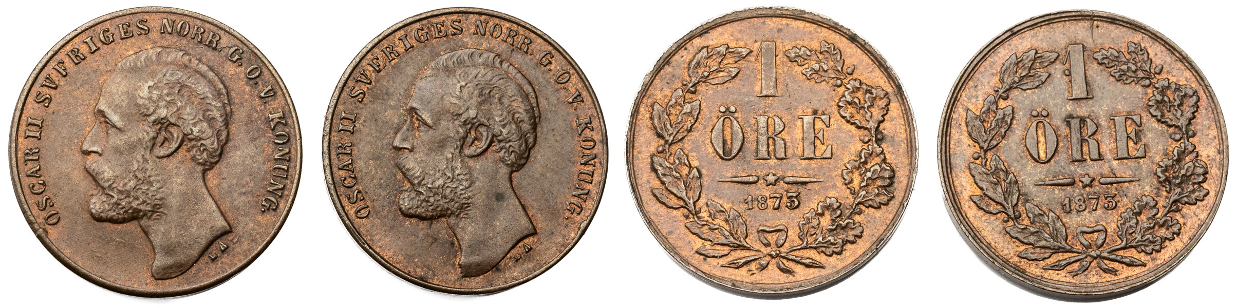 OSKAR II (1872-1907). Lot of 2.