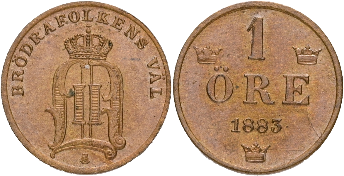 OSKAR II (1872-1907). Öre 1883.