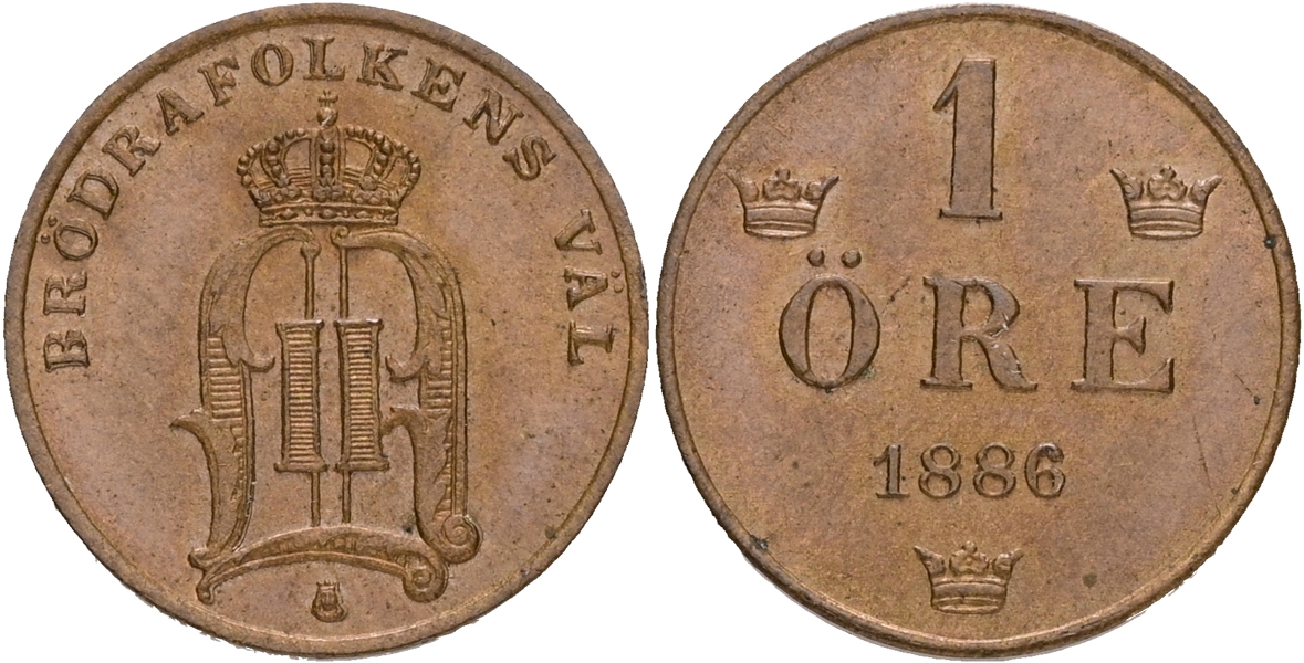 OSKAR II (1872-1907). Öre 1886.