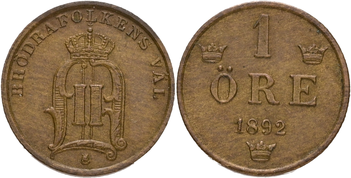 OSKAR II (1872-1907). Öre 1892.