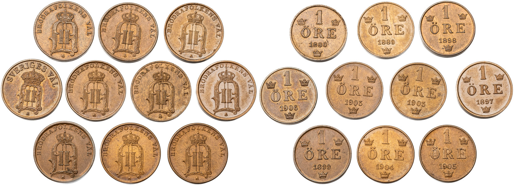 OSKAR II (1872-1907). Lot of 10.