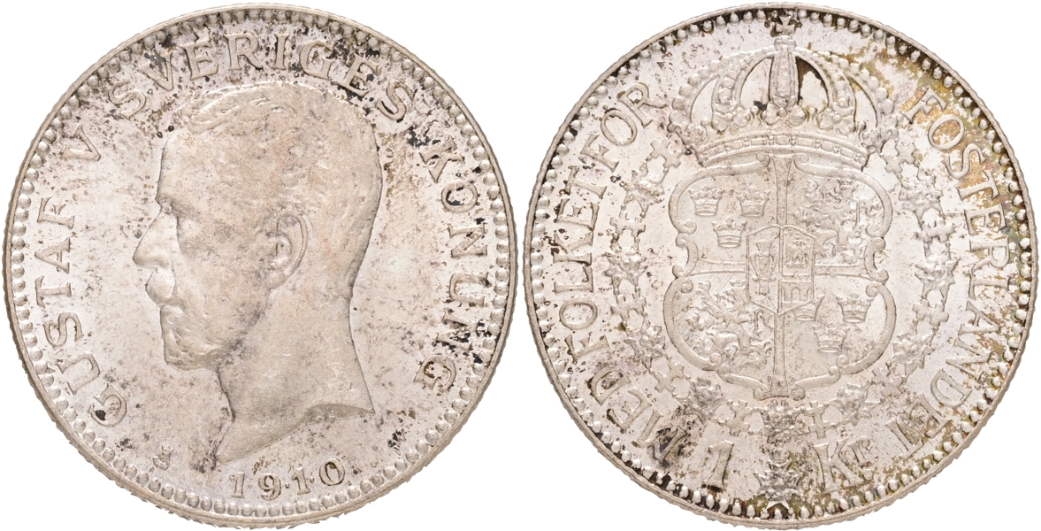 GUSTAV V (1907-1950). Krona 1910.