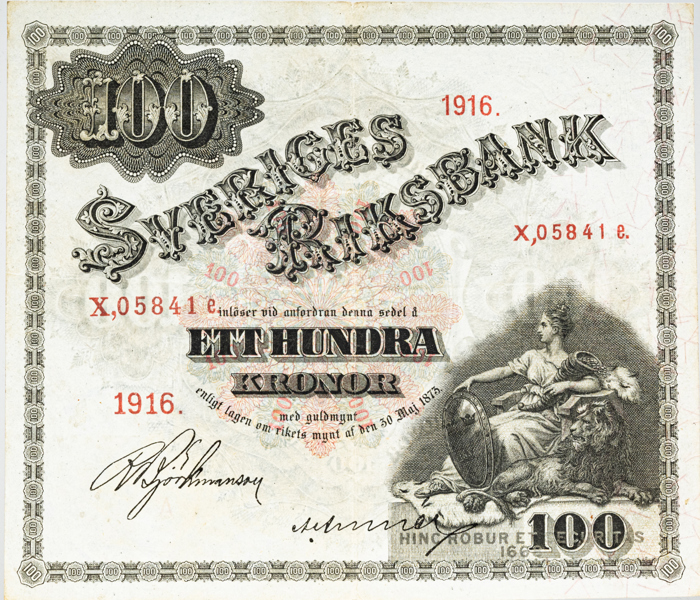 100 kronor 1916.