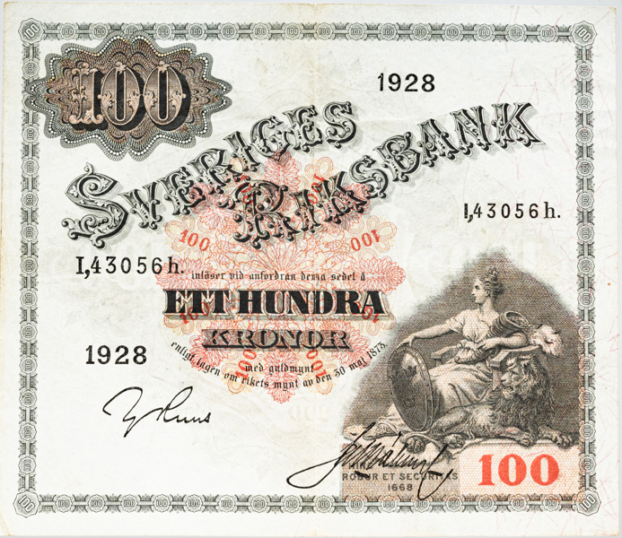 100 kronor 1928.