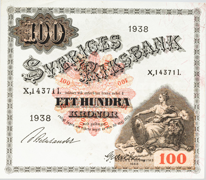 100 kronor 1938.