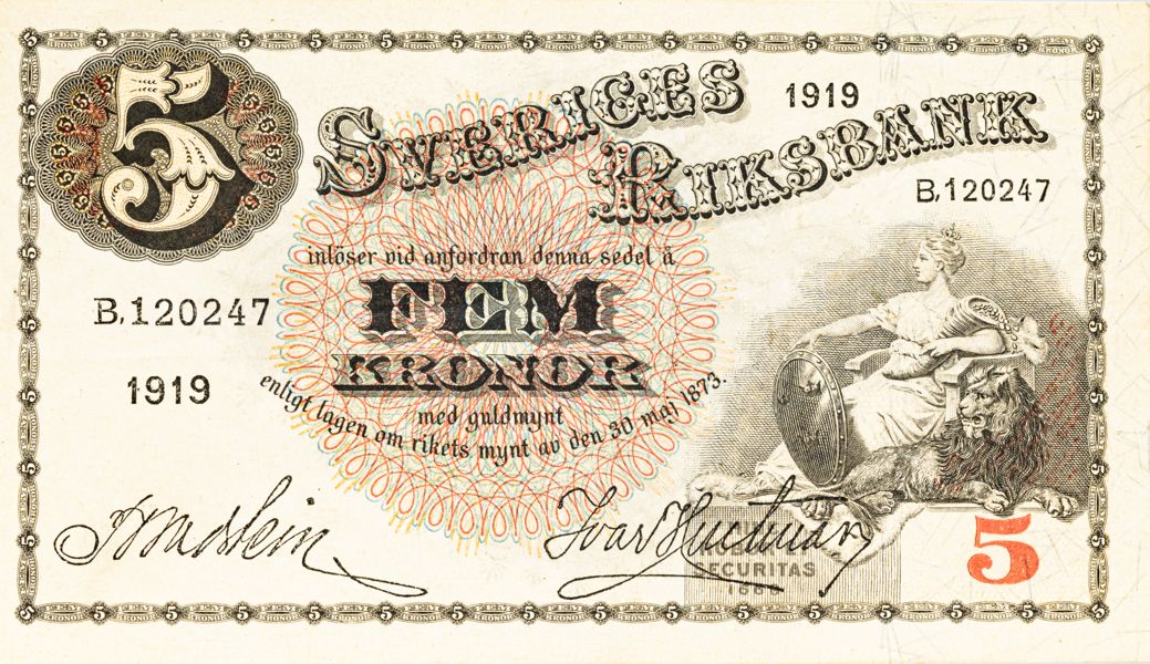 5 kronor 1919.