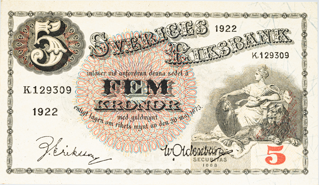 5 kronor 1922.