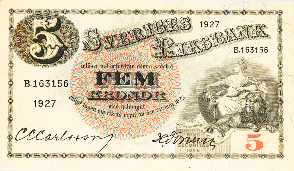 5 kronor 1927.