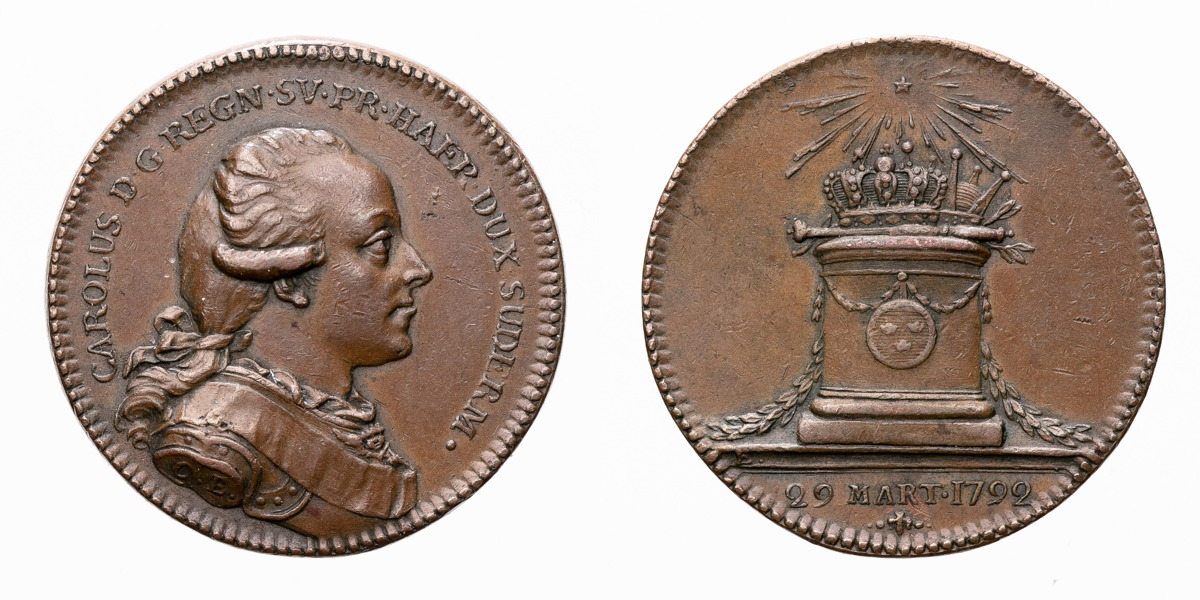 [Karl XIII] Hertig Karl blir riksföreståndare under Gustav IV Adolfs minderårighet den 29 mars 1792.