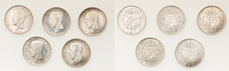 GUSTAV V (1907-1950). Krona 1923, 1924 (med respektive utan punkter), 1926, 1942 (årtalet på åtsidan).