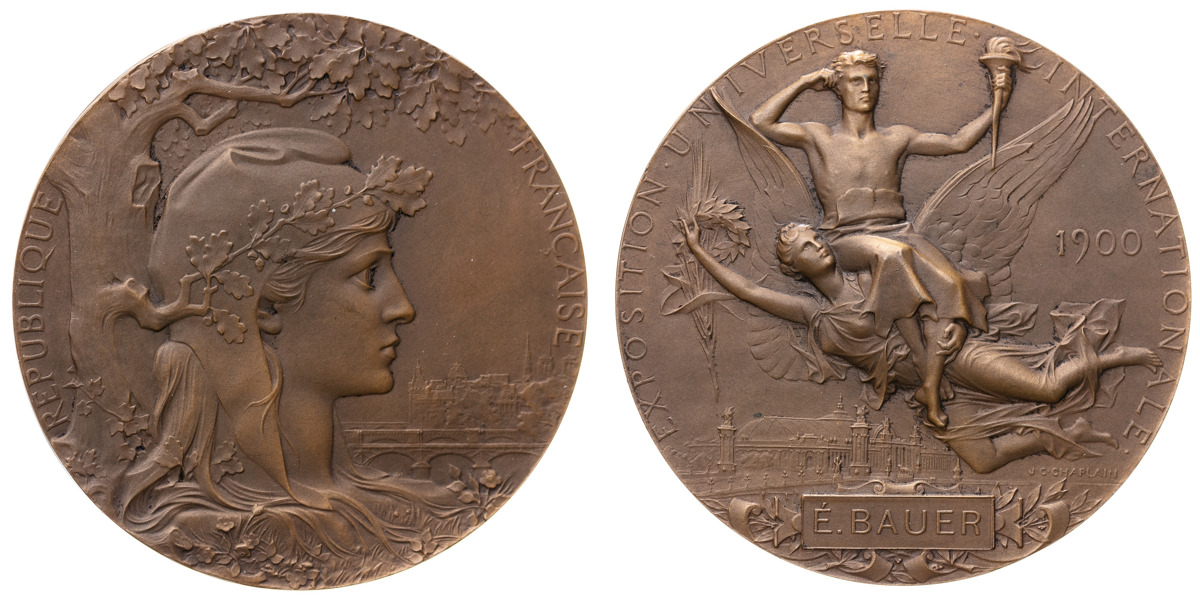 Minnesmedalj från världsutställningen i Paris 1900 som avhölls i anslutning till de Olympiska spelen.