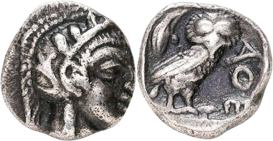 ATTICA. ATHENS (393-300 B.C.). AR obol