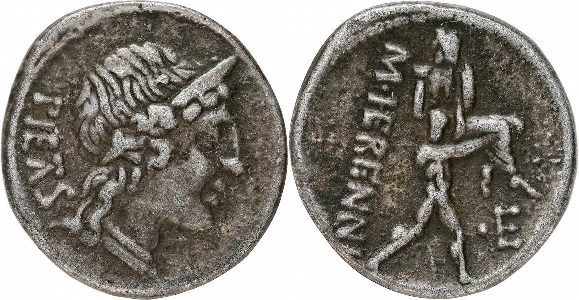 M. HERENNIUS (108-107 B.C.). AR denarius