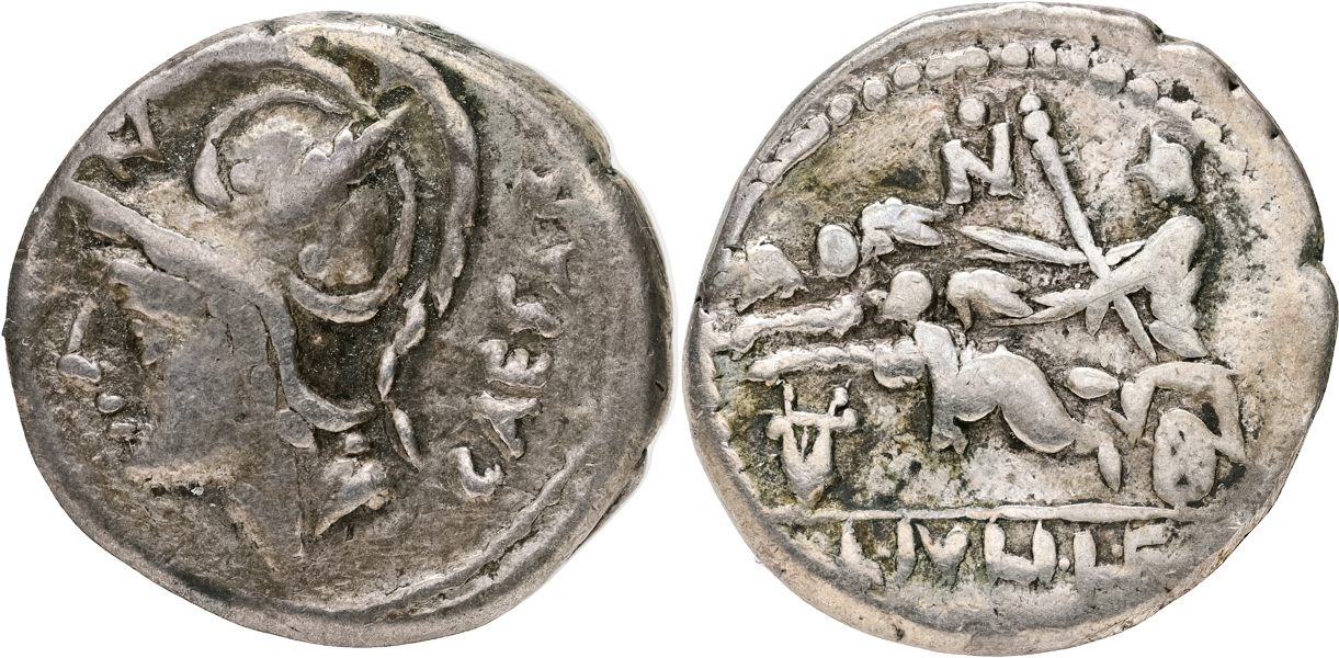L. JULIUS L.f. CAESAR (103 B.C.). AR denarius