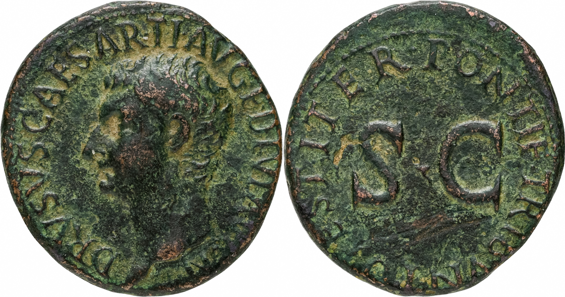 DRUSUS issued by Tiberius. AE as