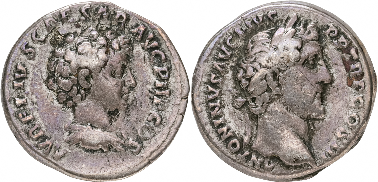 ANTONINUS PIUS (A.D. 138-161) and MARCUS AURELIUS CAESAR. AR denarius