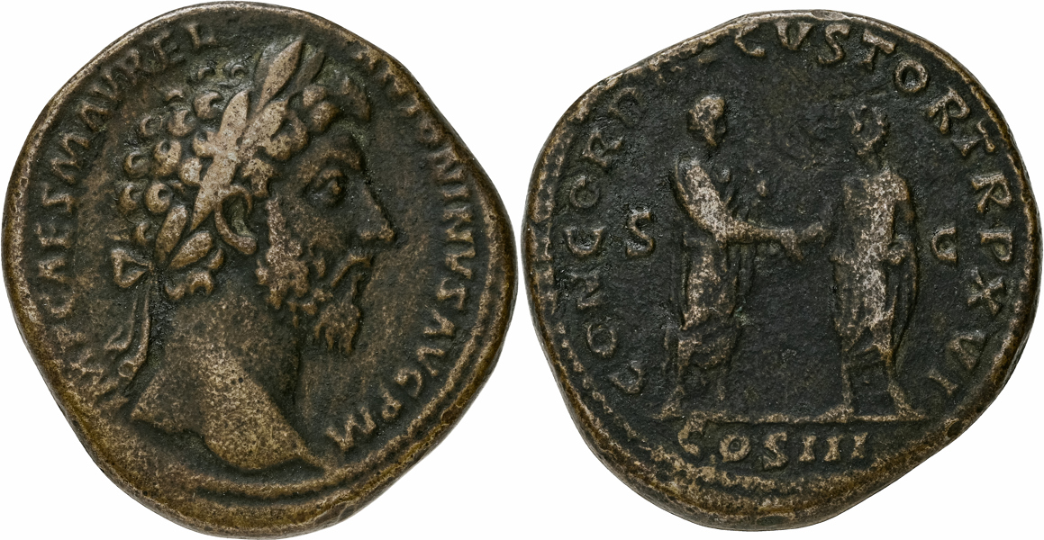 MARCUS AURELIUS (A.D. 161-180). AE sestertius