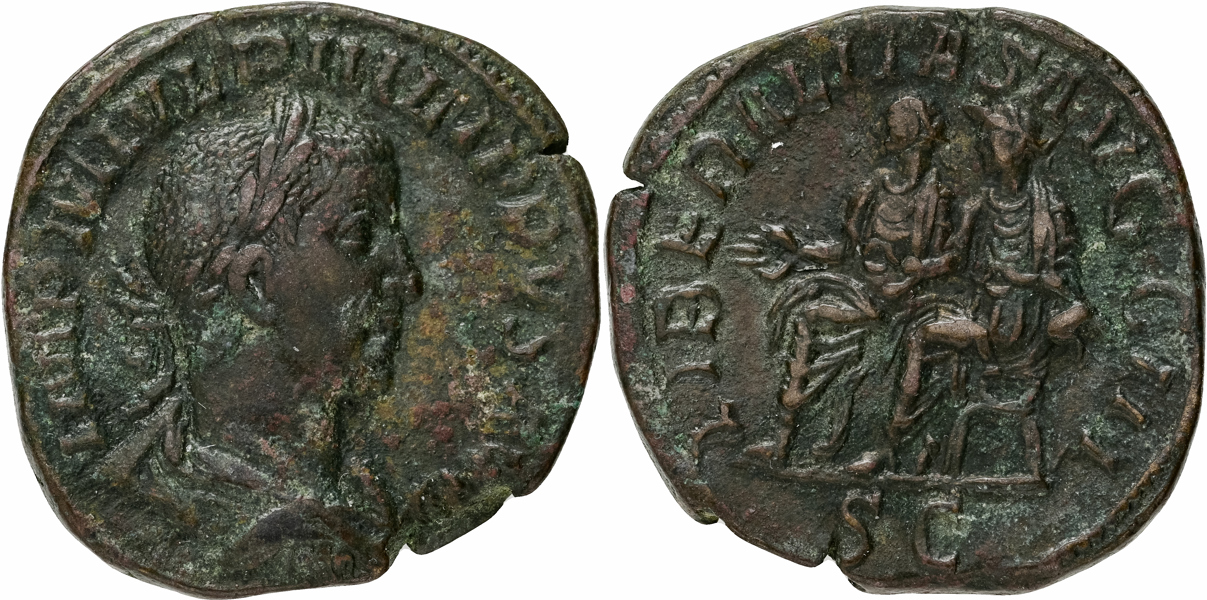 PHILIP II (A.D. 247-249). AE sestertius