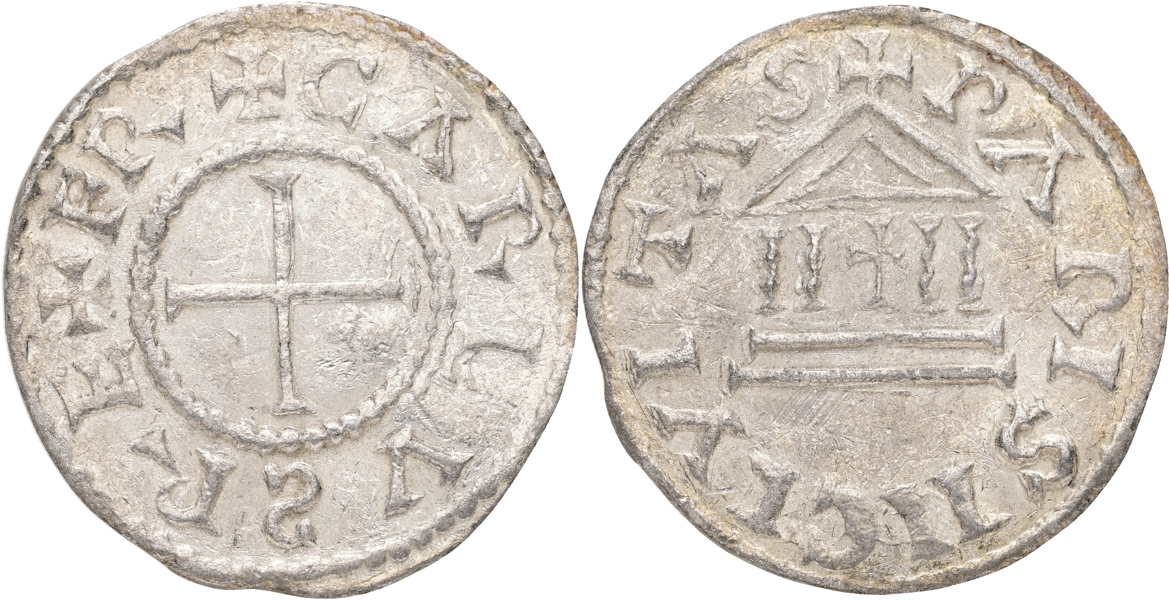 CAROLINGIANS. Charles le Chauve. Paris. Denier