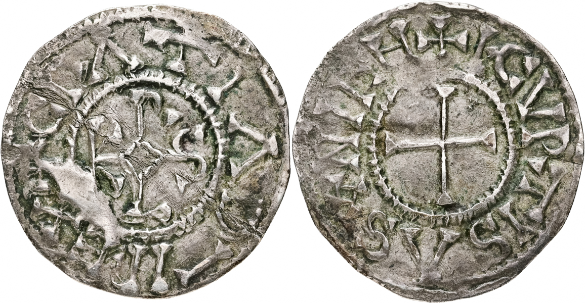 CAROLINGIANS. Charles le Chauve. Courcessin. Denier