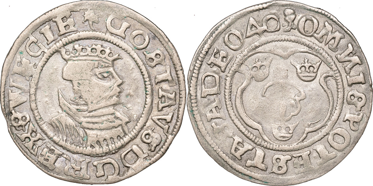 GUSTAV I (1521-1560). VÄSTERÅS. 2 öre 1540.