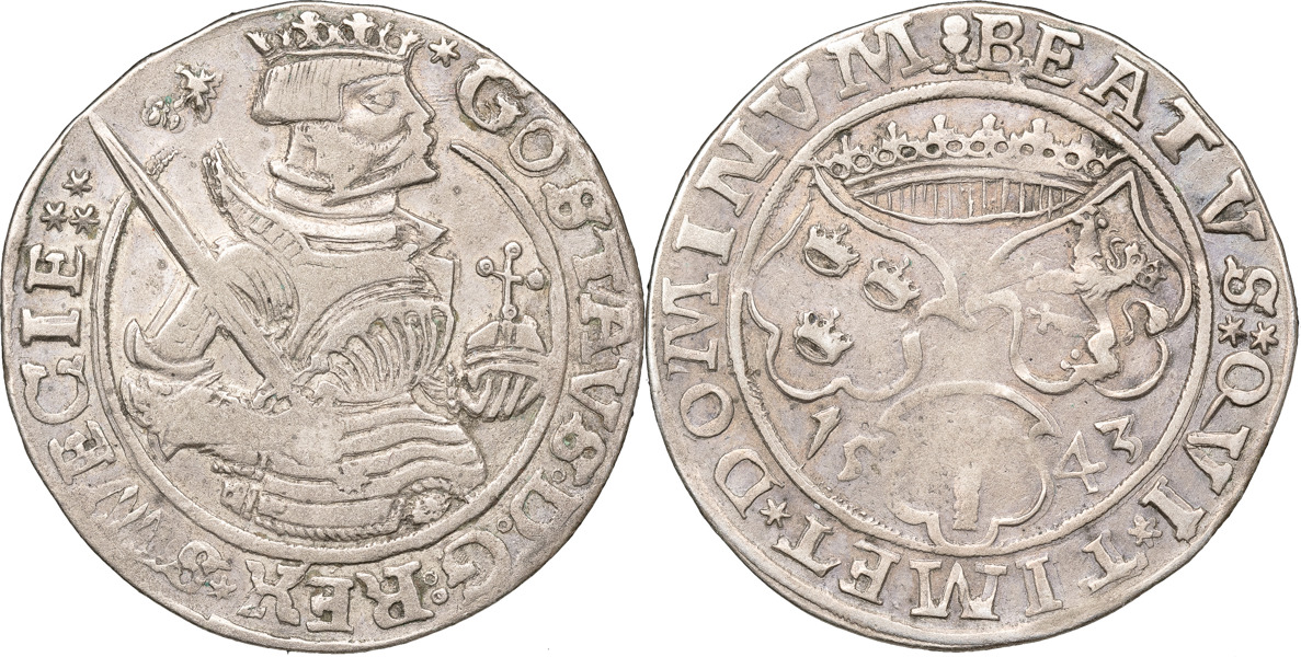 GUSTAV I (1521-1560). SVARTSJÖ. Mark 1543.