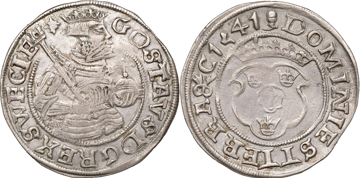 GUSTAV I (1521-1560). SVARTSJÖ. 1/2 mark 1541.